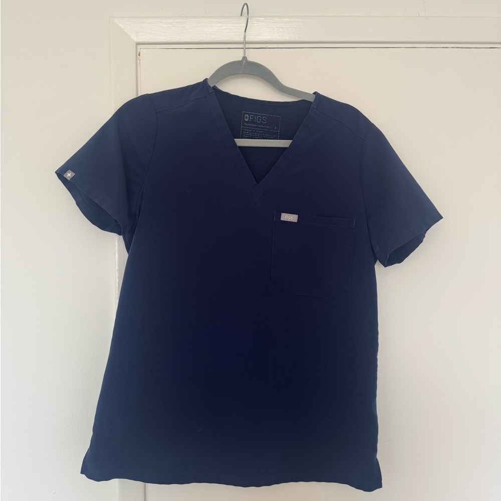 Figs Deep Blue V-Neck Scrub Top
